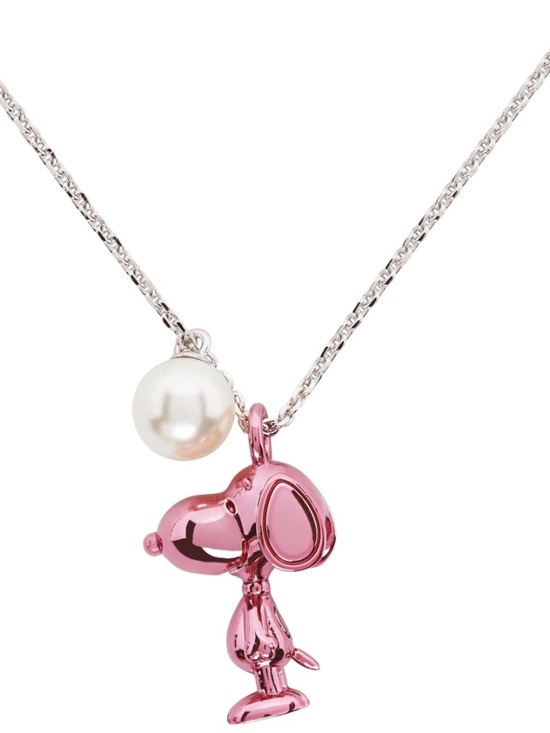 Marc Jacobs Jewelry - Marc Jacobs Pink Metallic Snoopy Pendant Necklace with Pearl Accent